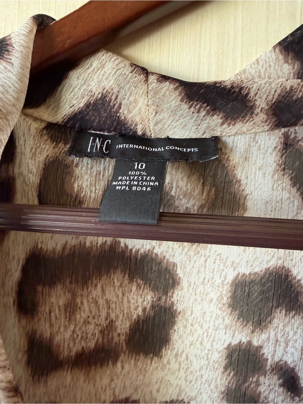 INC Animal Print Draped Neck Sleeveless Top - Neutral Leopard - Picture 3 of 4